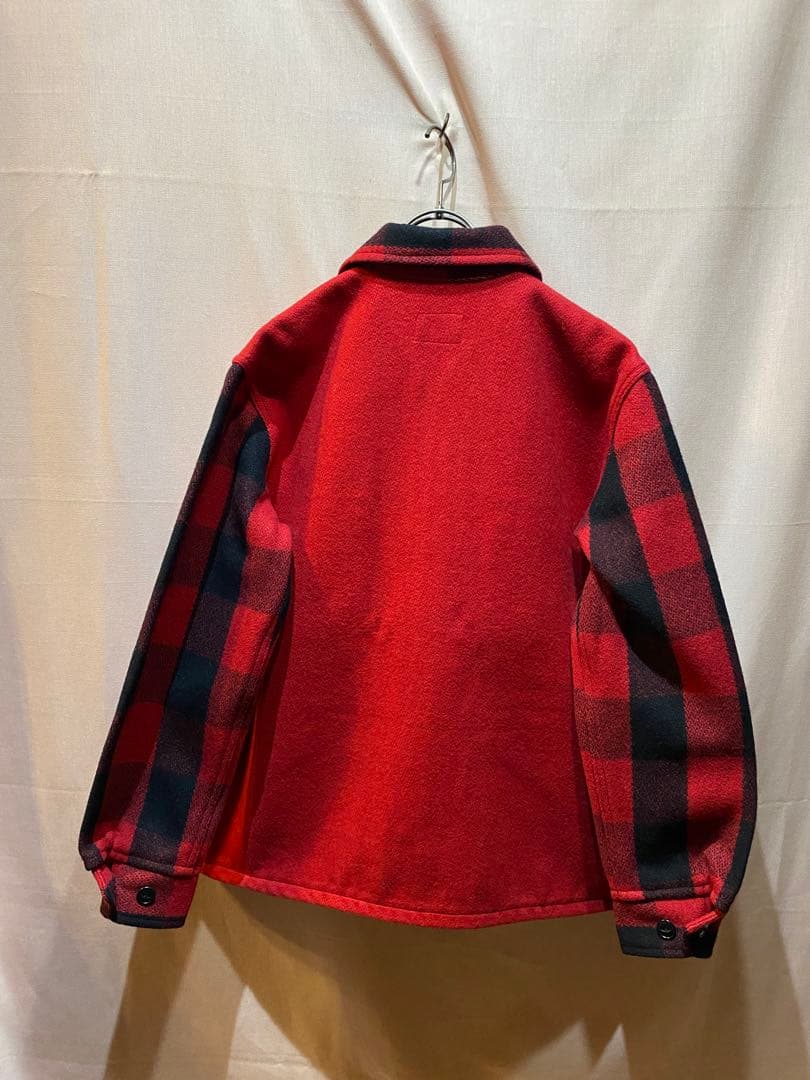 ジョンブル　ブラックレッド　バッファローチェック ウールジャケット　ダブルジップ