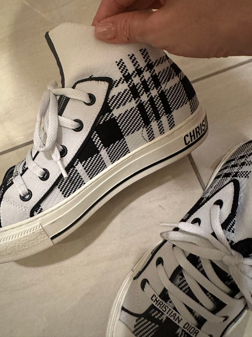 Christian Dior チェック柄 ハイカットスニーカー
