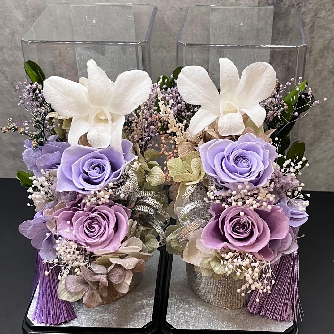 ご検討中　プリザーブドフラワー　お供え花　仏花　クリアケース入り　デンファレ