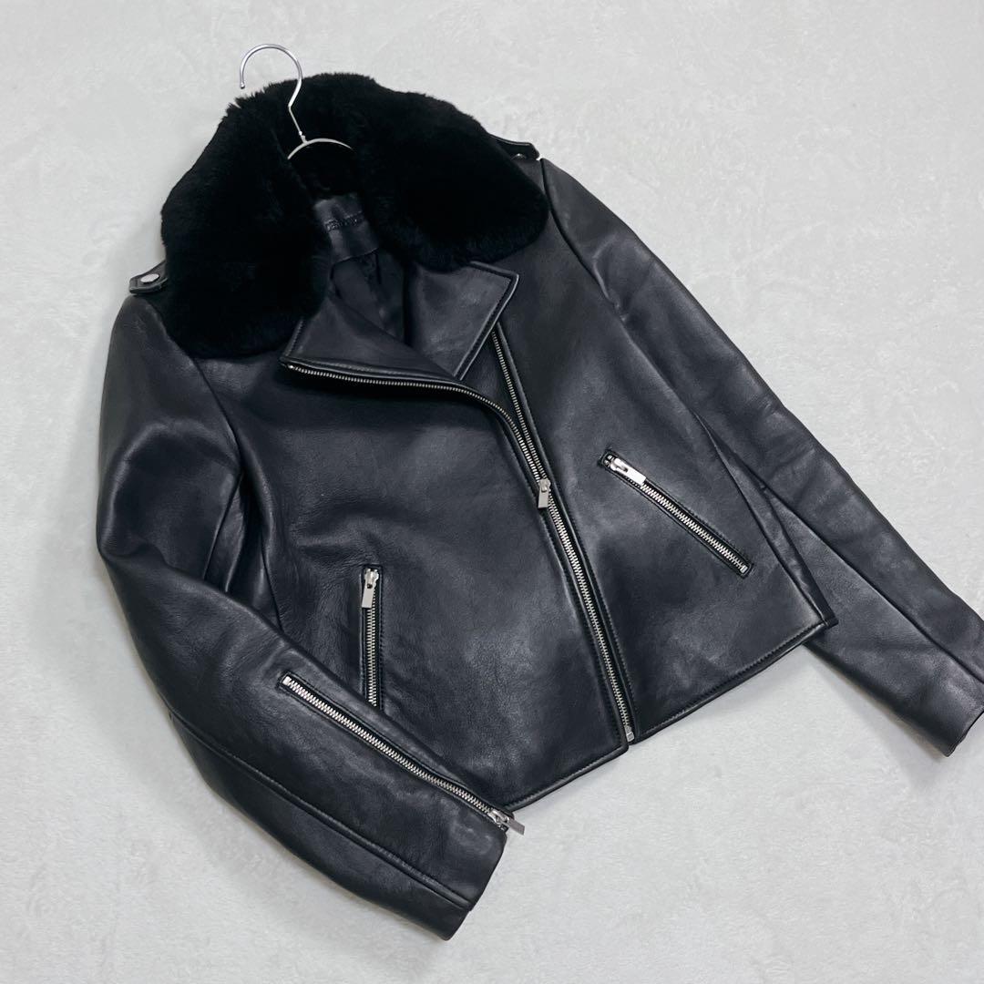 『コントワーデコトニエ』ライダースジャケット レザー 羊革 ラビットファー 9