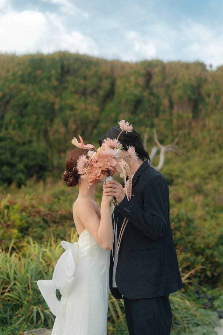 アーティシャルフラワー ブーケ ブートニア 造花ブーケ　ピンク　テラコッタ