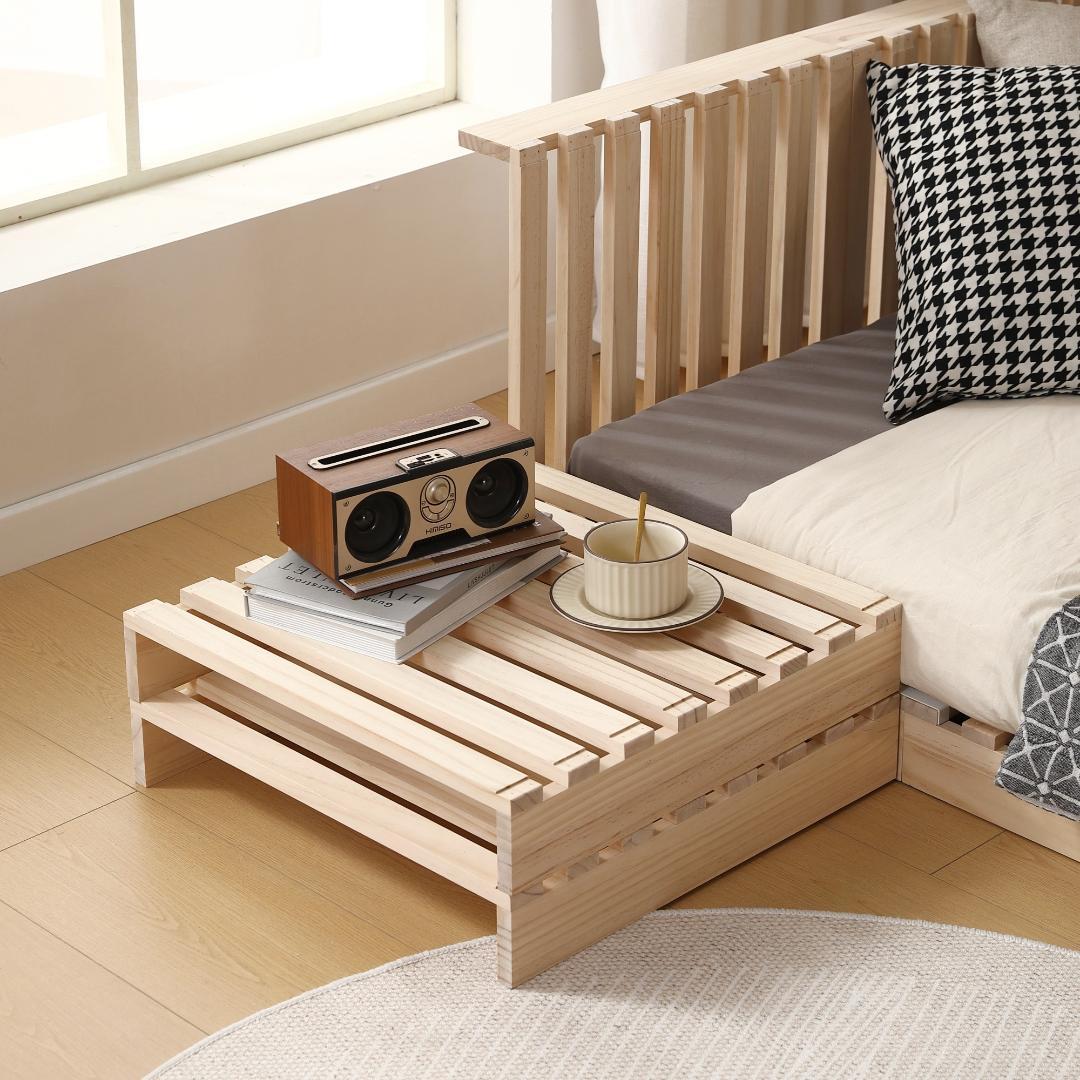 【新品】パレットベッド 50*50cm 4枚 コンセント付 天然木 組み換え自由