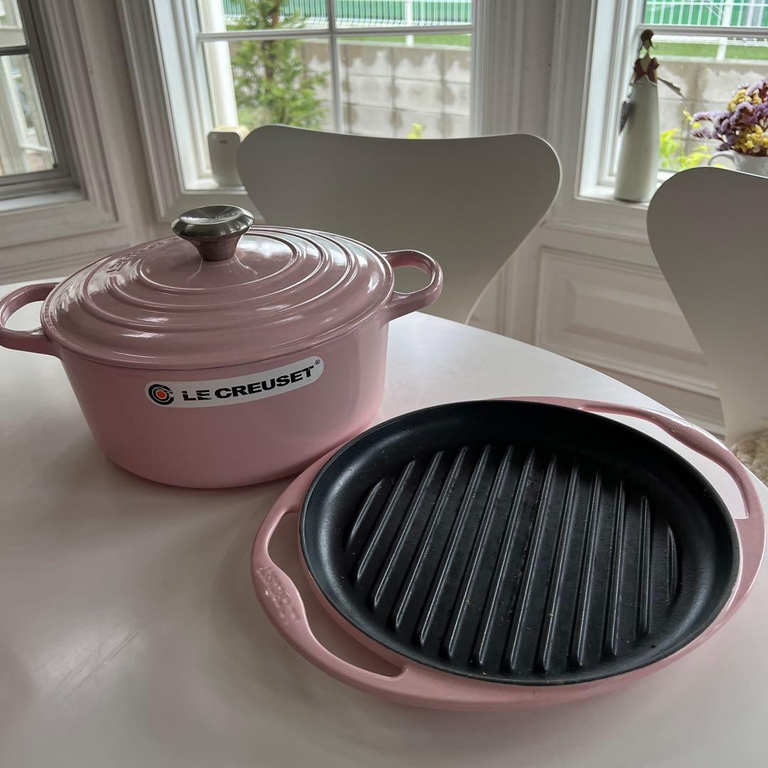 LE CREUSET 鍋・蒸し器、フライパンセット ピンク24cm
