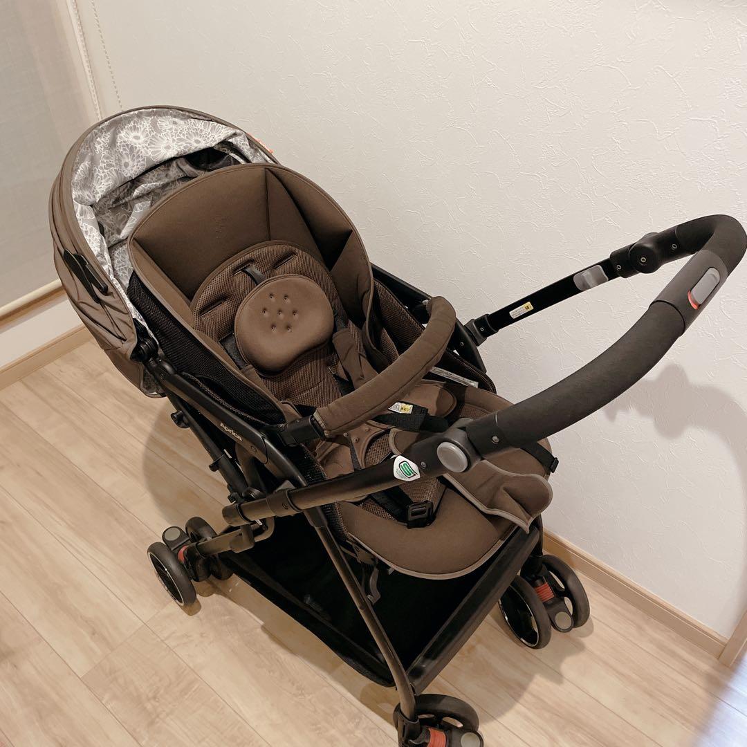 アップリカ オプティア 92784 両対面式 A型ベビーカー ブラウン 花柄