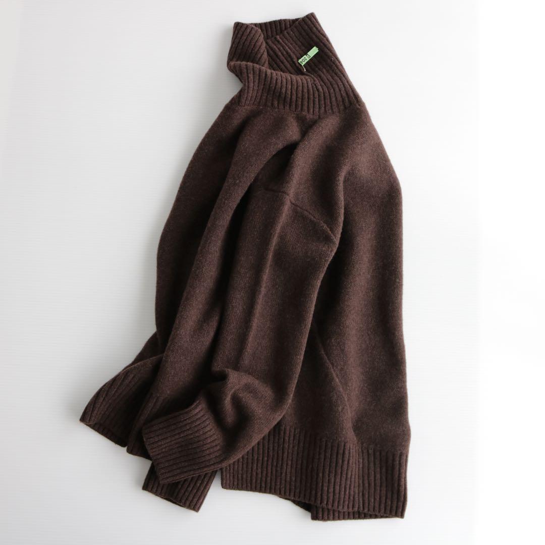 【手仕上げクリーニング済】フレームワーク ウールカシミヤタートルロングニット 茶