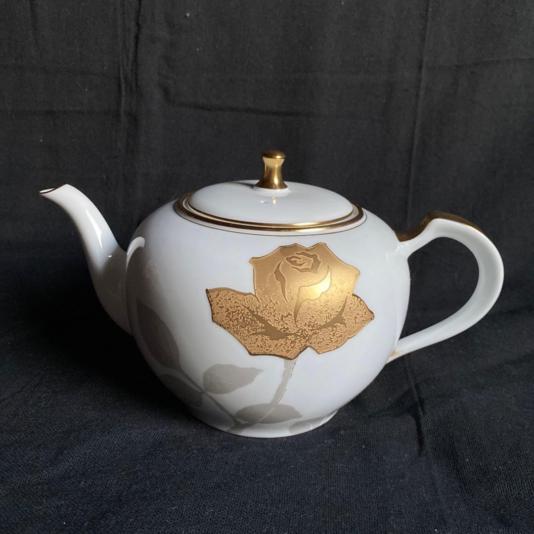大倉陶園 ティーポット 金蝕バラ 大  レトロ　洋風　皇室御用達　高級　ゴールド