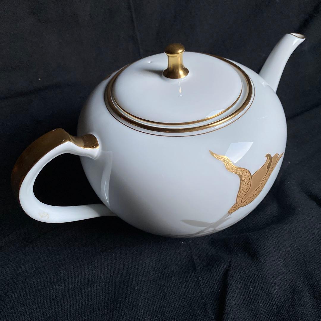 大倉陶園 ティーポット 金蝕バラ 大  レトロ　洋風　皇室御用達　高級　ゴールド