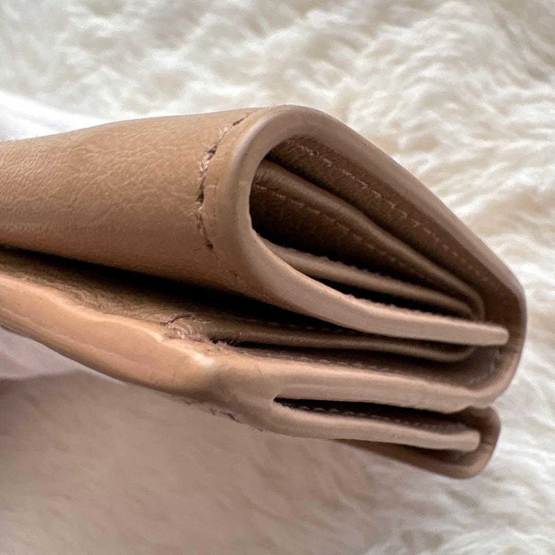 美品 バレンシアガ ペーパー ミニウォレット 三つ折り財布 ベージュ