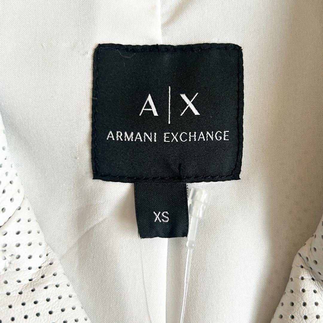 【新品タグ付】アルマーニエクスチェンジ　ライダース　ジャケット　羊革　白　XS