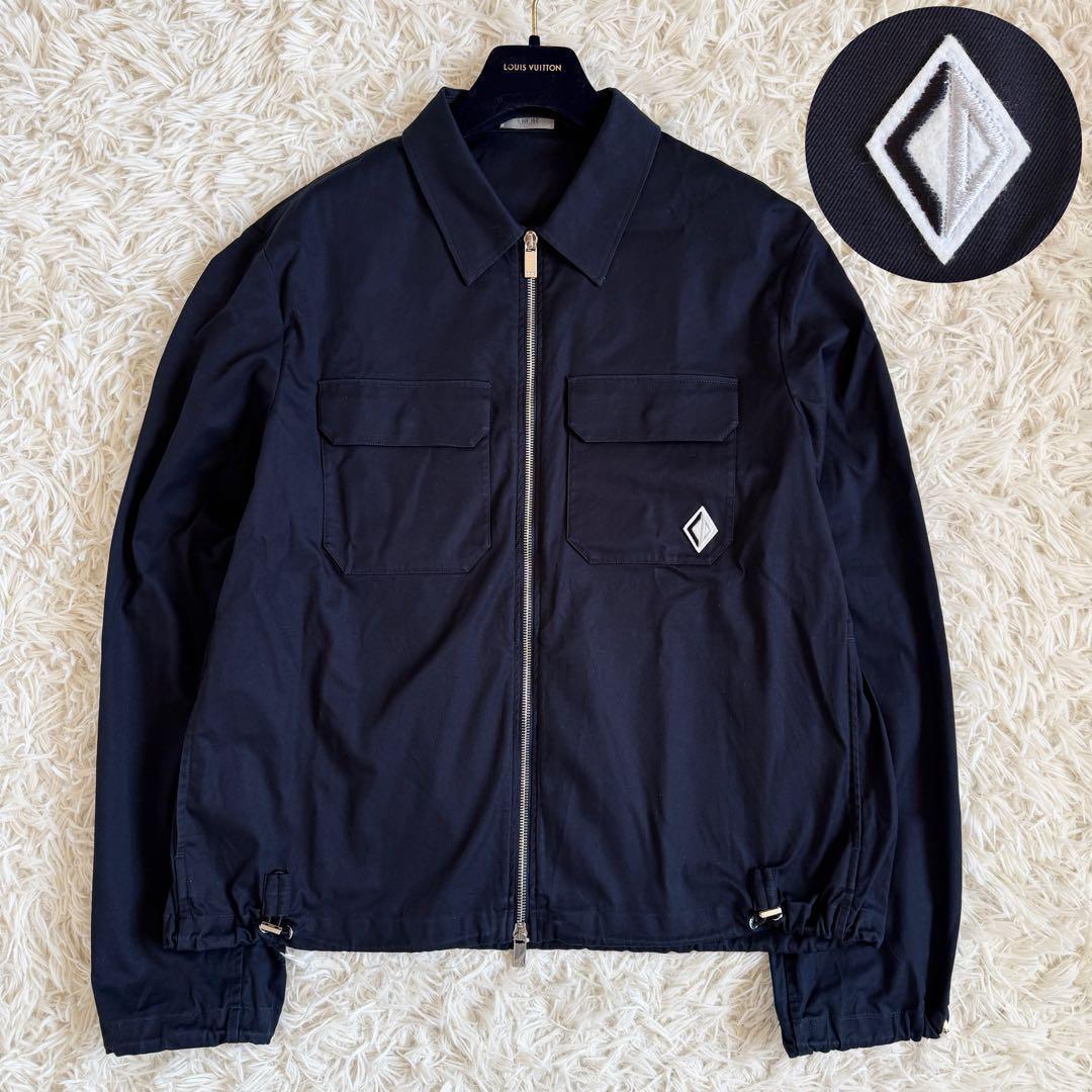 極美品　22ss　ディオールオム　ブルゾン　CDロゴ刺繍　ネイビー　Lサイズ