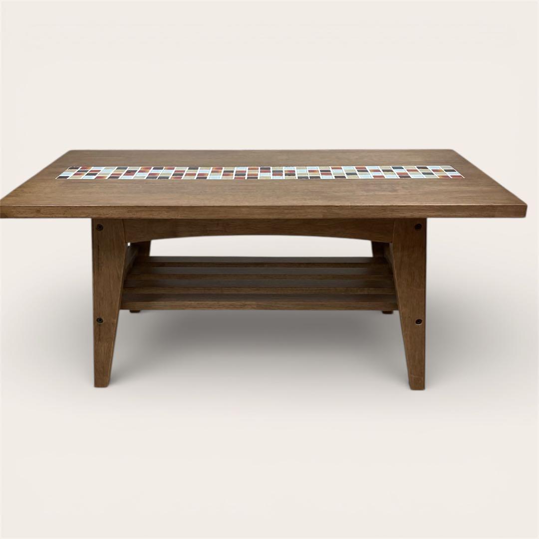 送料込】大川家具 タイル付 センターテーブル テスタ TESTA ローテーブル