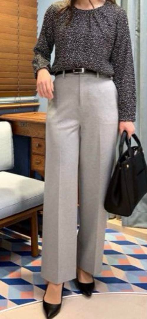 【未使用タグ付☆】AOKI 島田順子 ノーカラー　ワイドパンツ セットアップ　L