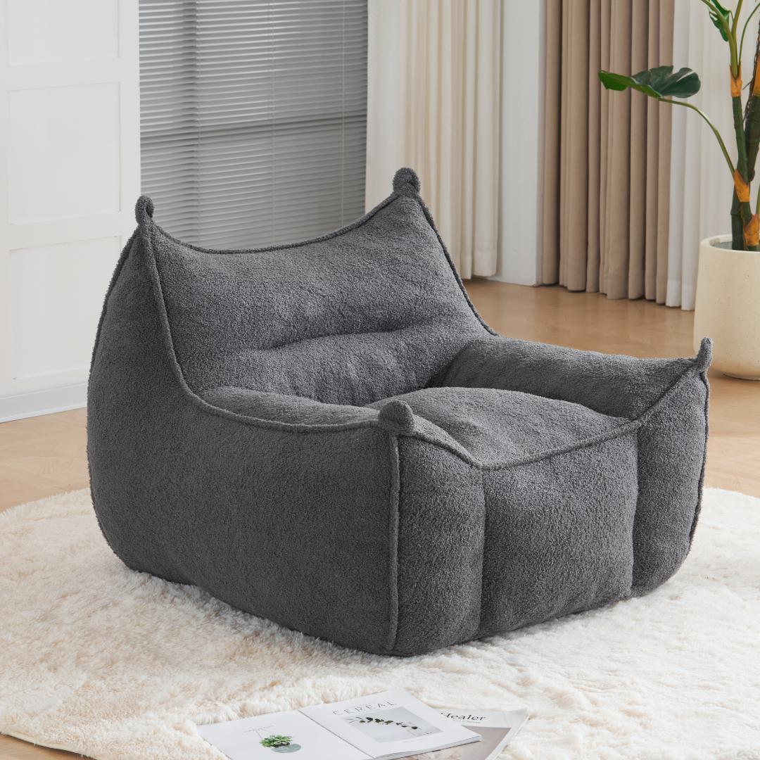 【一人掛けソファ / ダークグレー】圧縮ソファ クッションソファー ふわふわ感