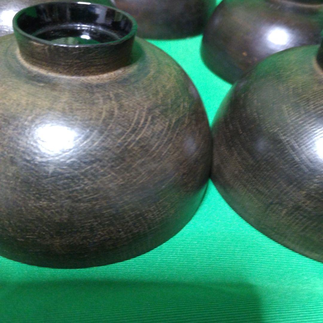 輪島塗 鉄錆塗 天然木椀 5客