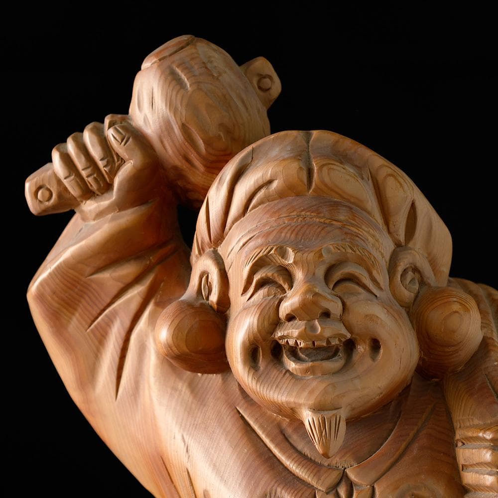 木彫 大黒天像 仏像 東洋彫刻 仏教美術 七福神 縁起物 置物 高さ54㎝