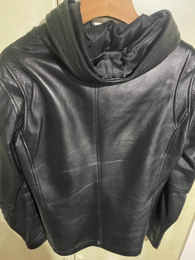 キャサリンハムネット ラムレザー フーディー パーカー 黒 フード　Mサイズ