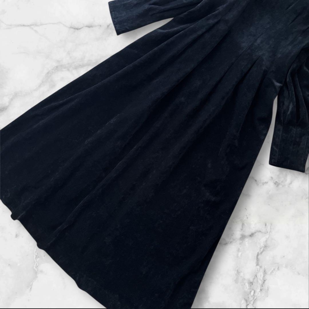 ルルウィルビー　ブライトコールタックワンピース　ブラックフォーマル　マキシ丈