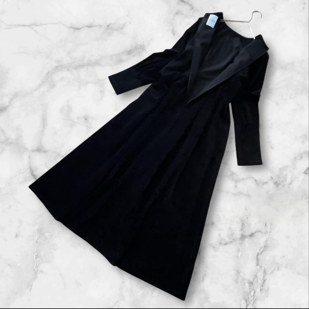 ルルウィルビー　ブライトコールタックワンピース　ブラックフォーマル　マキシ丈