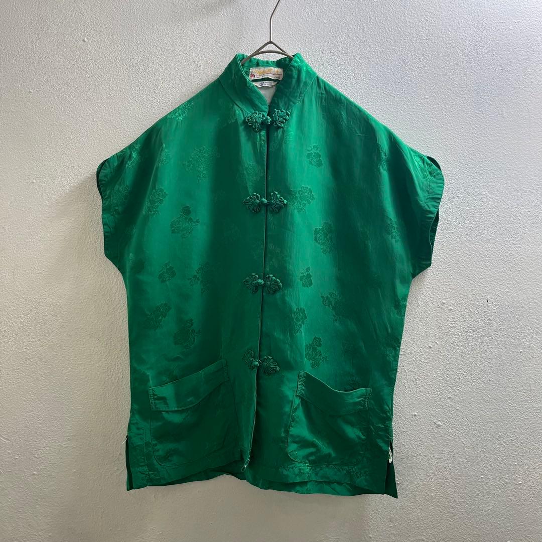 .ヴィンテージ 80s USA レーヨン チャイナシャツ ブラウス ビンテージ