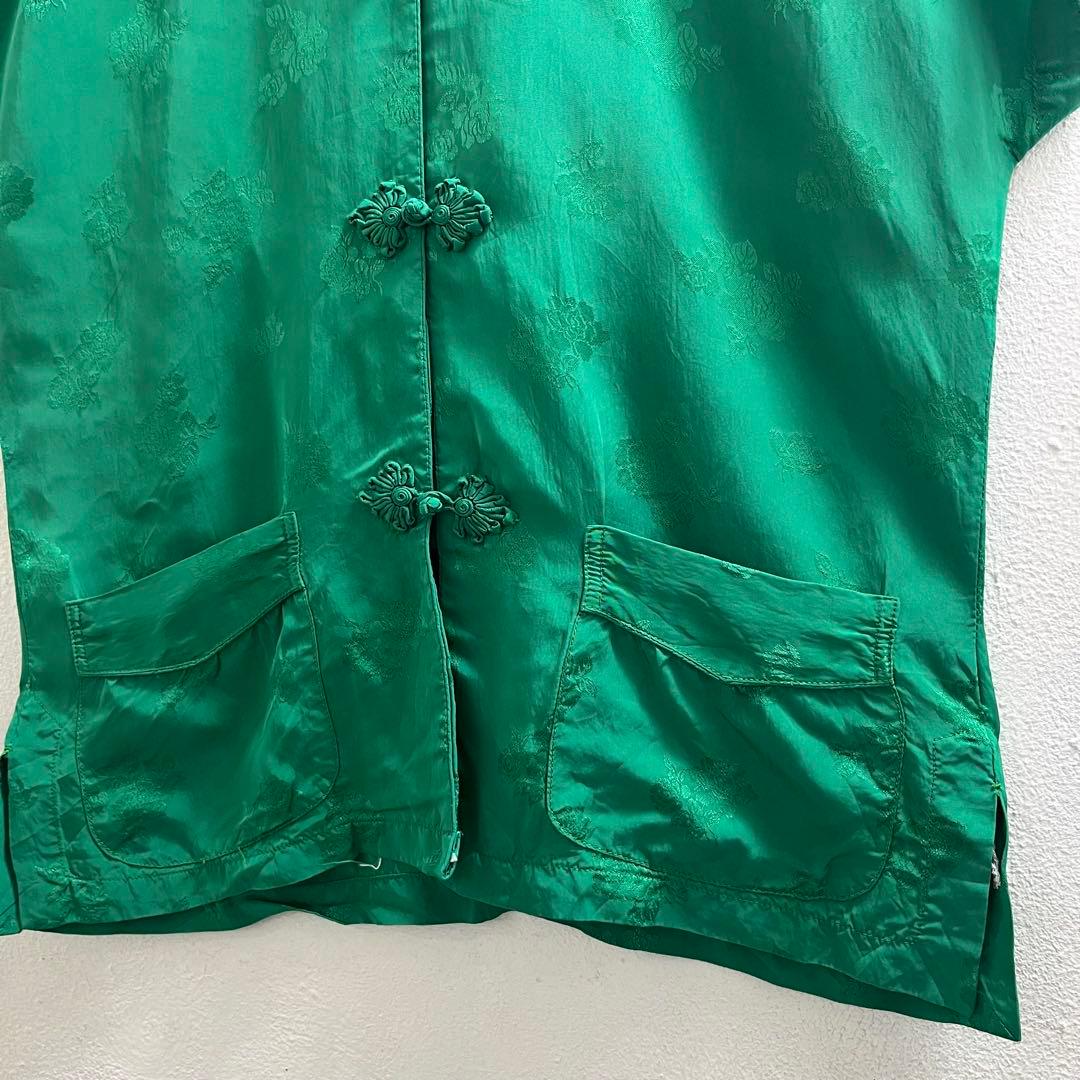 .ヴィンテージ 80s USA レーヨン チャイナシャツ ブラウス ビンテージ