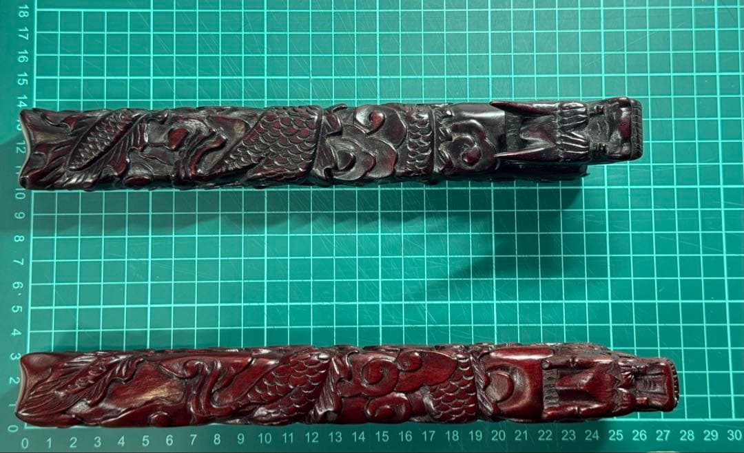 漆器 箸箱 喰籠 黒檀 龍 木彫 夫婦箸入れ 骨董 アンティーク