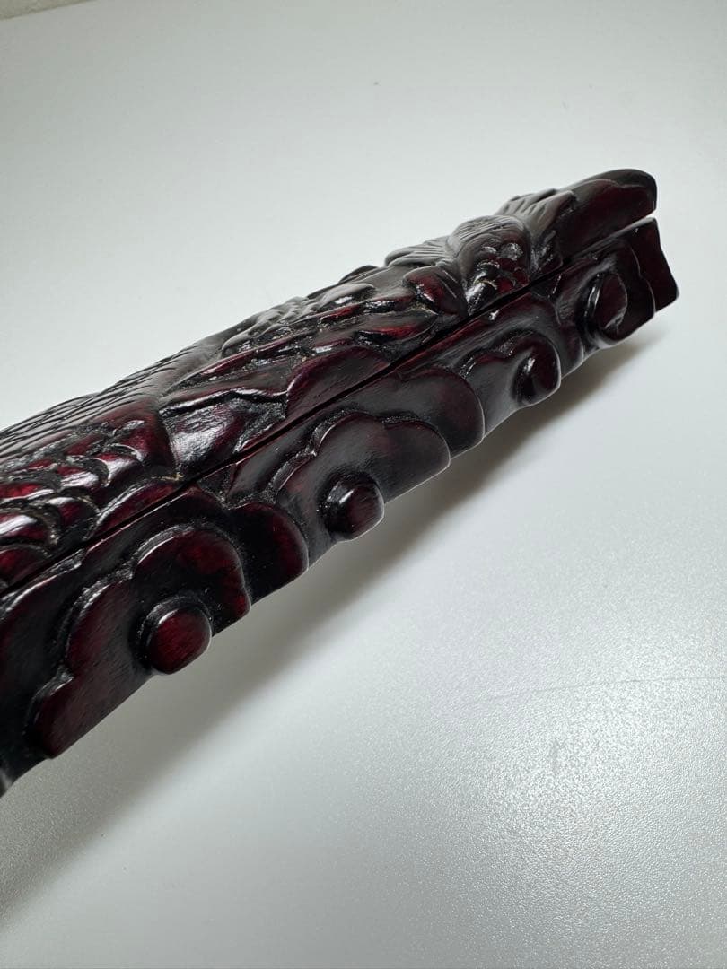 漆器 箸箱 喰籠 黒檀 龍 木彫 夫婦箸入れ 骨董 アンティーク