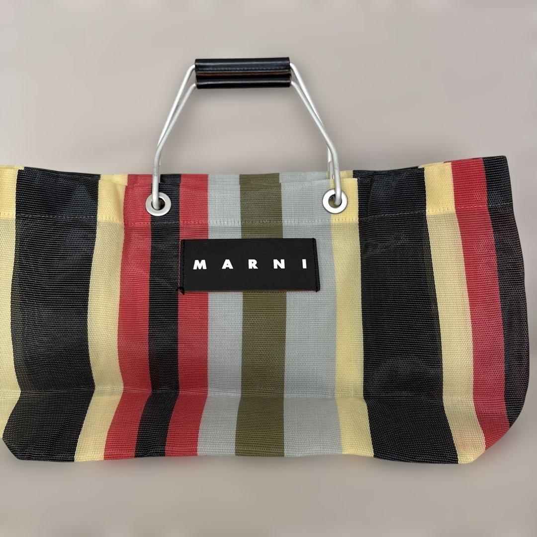 マルニマーケット　ストライプミニバッグ (横長)