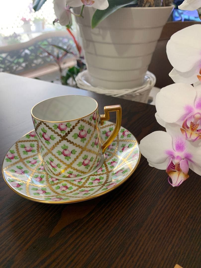 ☆再お値下げ☆ヘレンド ②セーブル風小薔薇金彩 コーヒーカップ＆ソーサー