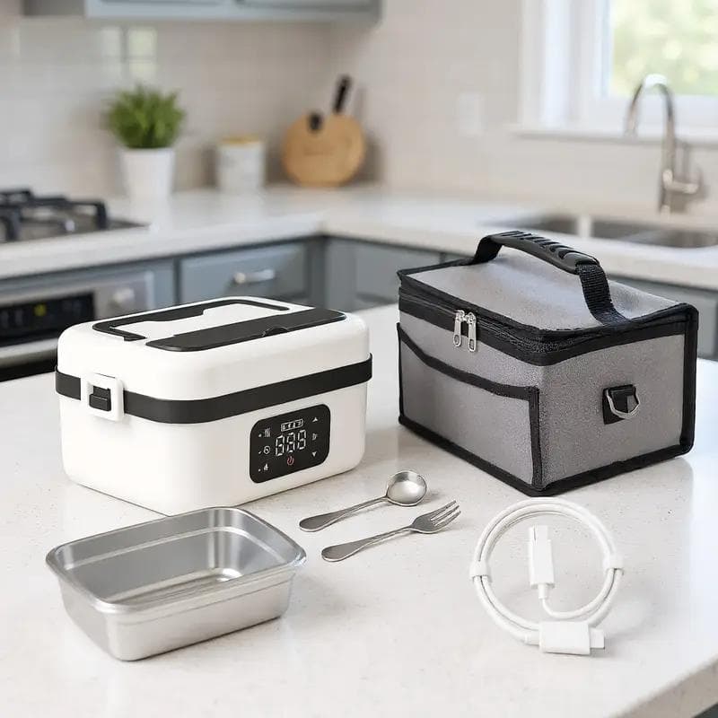 【新品】ポータブル電気加熱ランチボックス（1000ml大容量・充電対応）