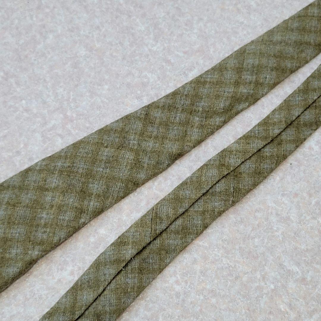 ★ほぼ未使用 タイユアタイ 秋冬ウール100% セッテピエゲ オリーブ ネクタイ