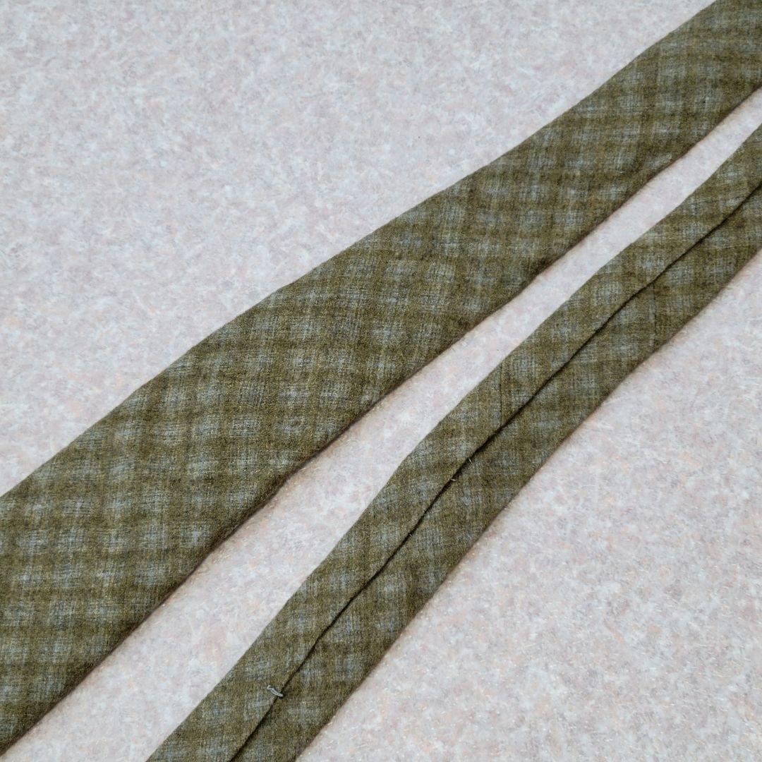 ★ほぼ未使用 タイユアタイ 秋冬ウール100% セッテピエゲ オリーブ ネクタイ