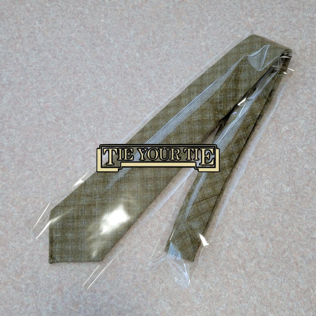 ★ほぼ未使用 タイユアタイ 秋冬ウール100% セッテピエゲ オリーブ ネクタイ