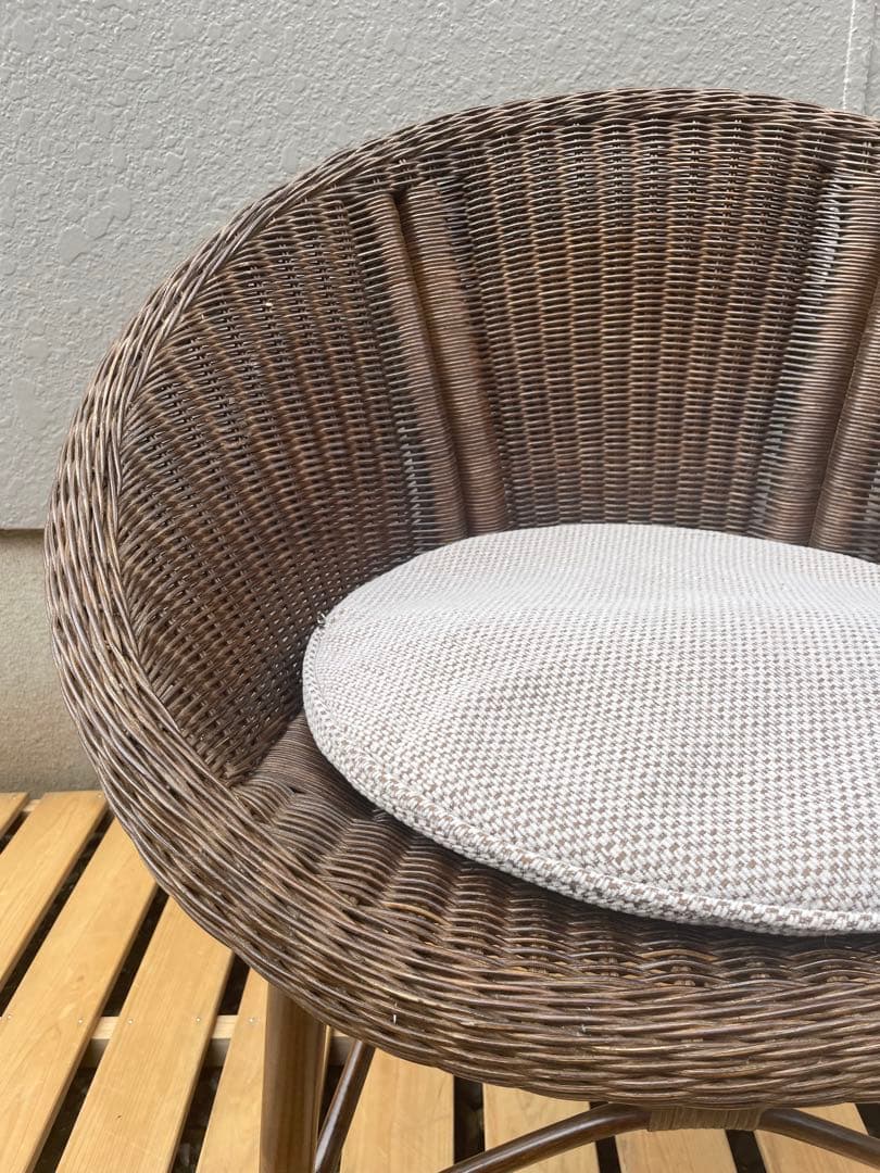 ②カザマ KAZAMA ラタン 丸型座椅子
