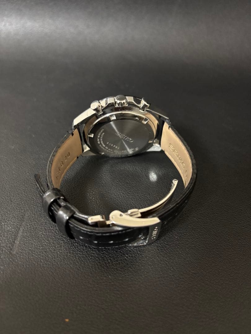 セイコー クロノグラフ ブラックレザー