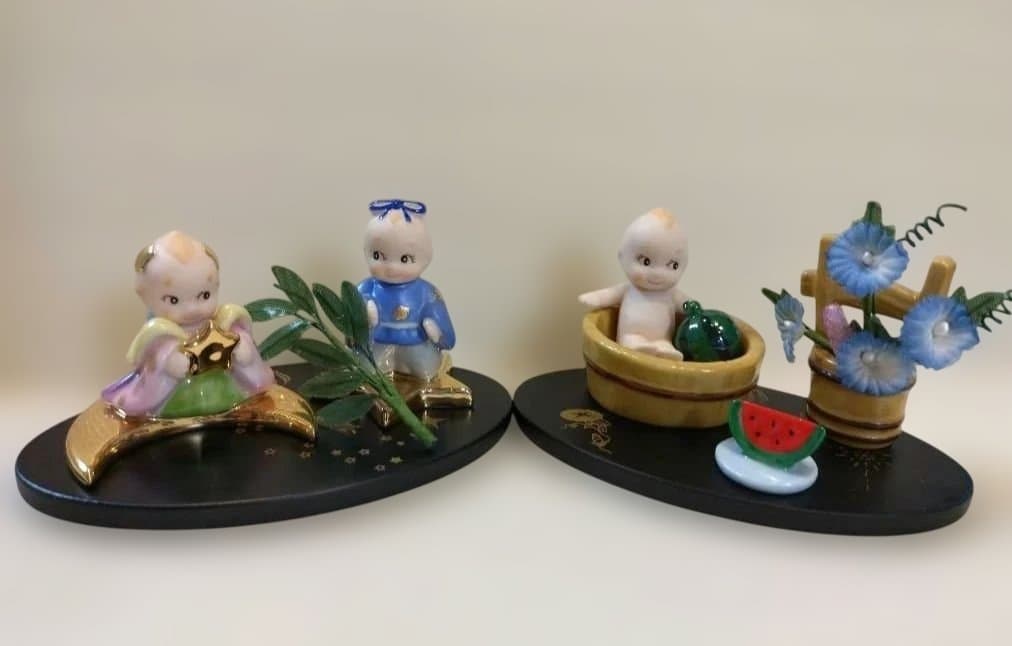 陶器　置物　ローズオニールキューピー　 フィギュア　歳時記　7月8月　セット売り