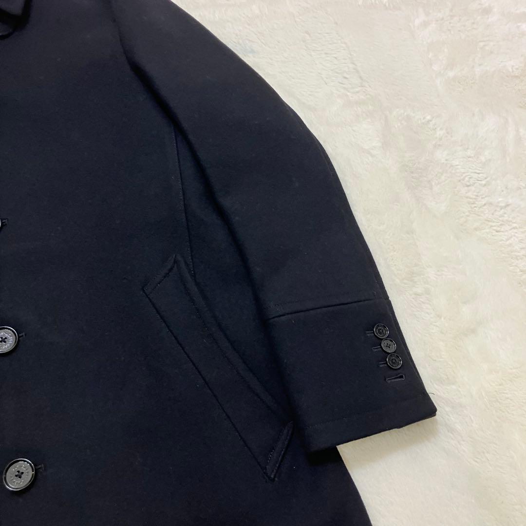 美品✨ラブレス メルトン ウール ステンカラーコート 裏地総柄 ブラック