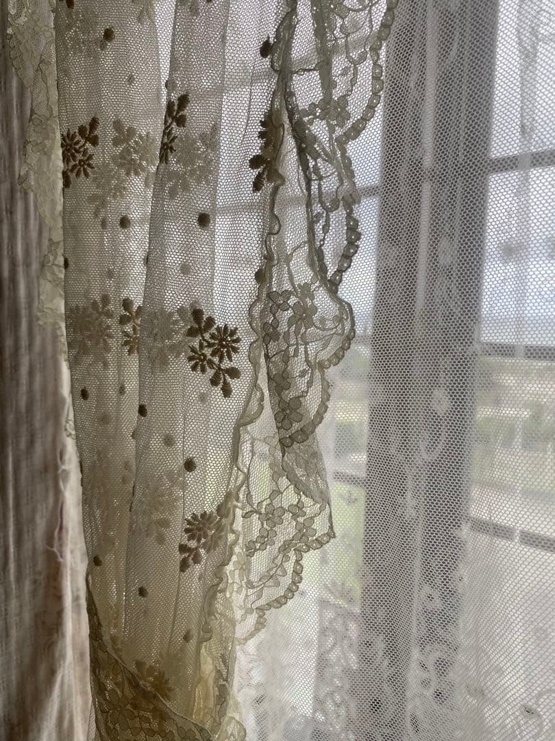 さえら風 雰囲気良い素敵な 2Way レースカーテン　のれん風