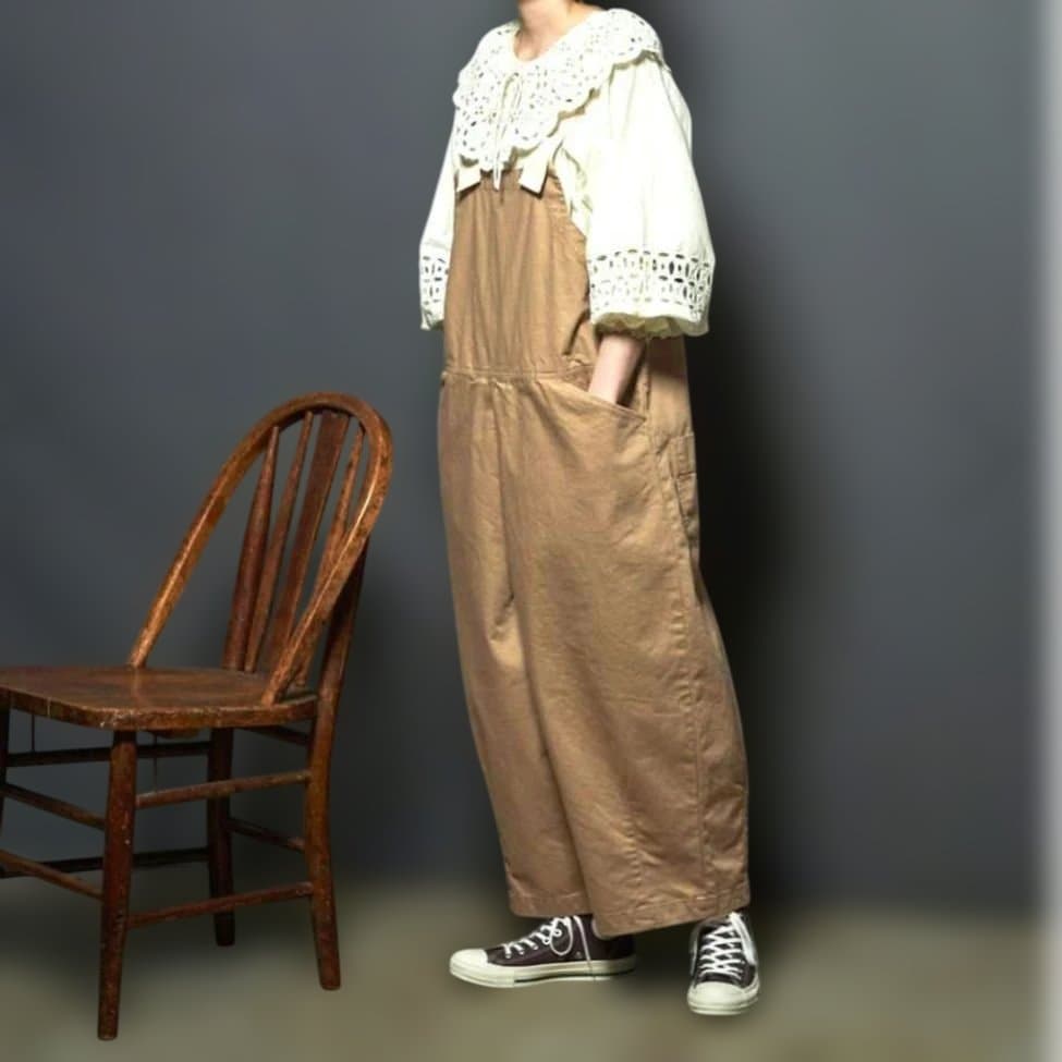 【美品】tumugu ツムグ ヴィンテージフレンチドリル 2wayサロペット