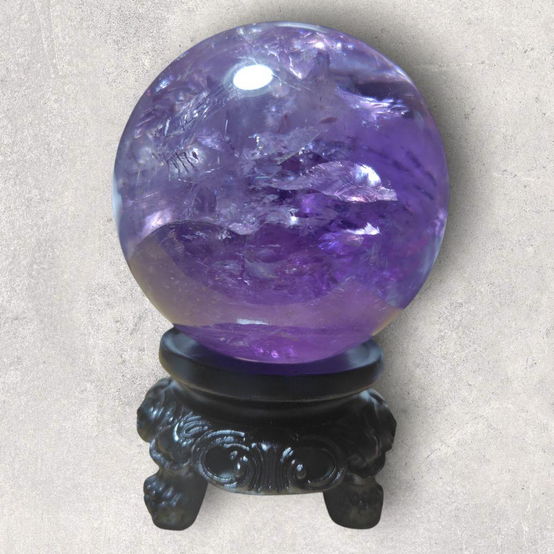 アメジスト 丸玉 紫水晶玉 直径8cm 天然石 置物