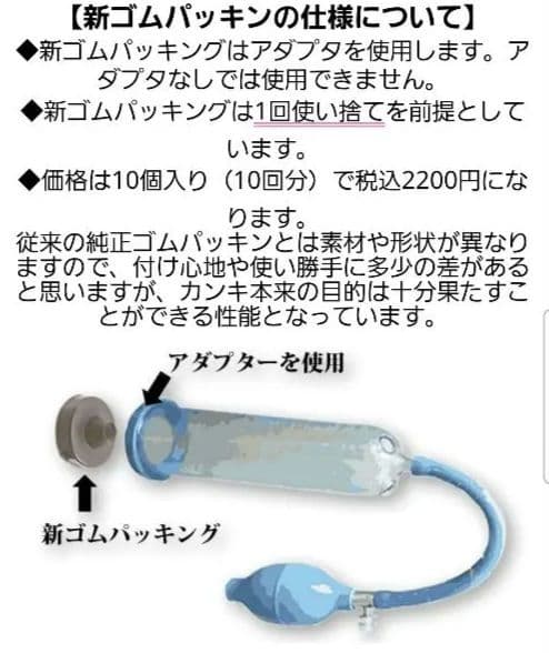 VCD式カンキ陰圧式勃起補助具専用ゴムパッキン【新品未使用.送料込み】