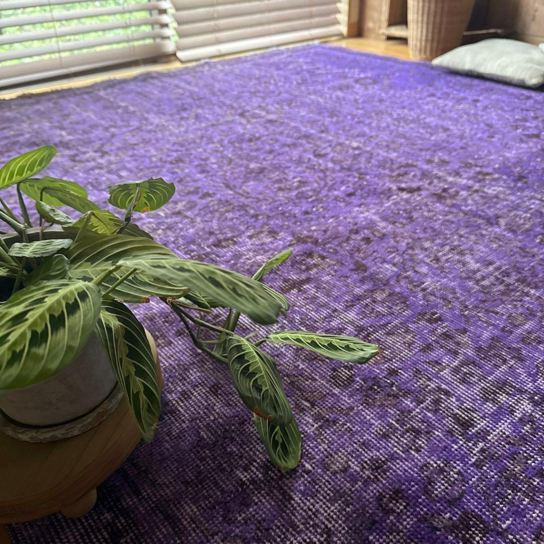超大判167×253 パープルオーバーダイ　ボタニカル　トルコヴィンテージラグ