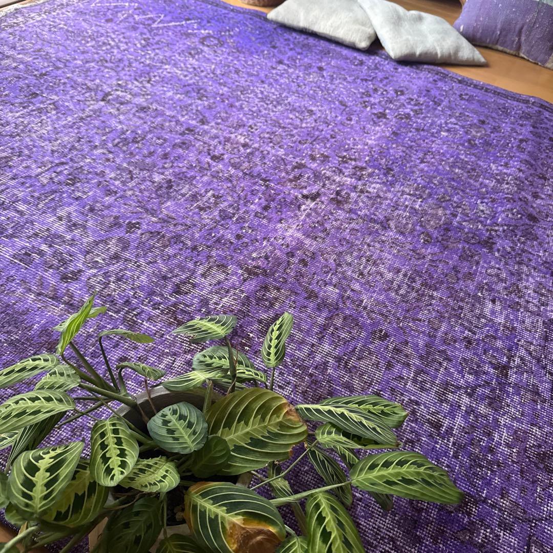 超大判167×253 パープルオーバーダイ　ボタニカル　トルコヴィンテージラグ