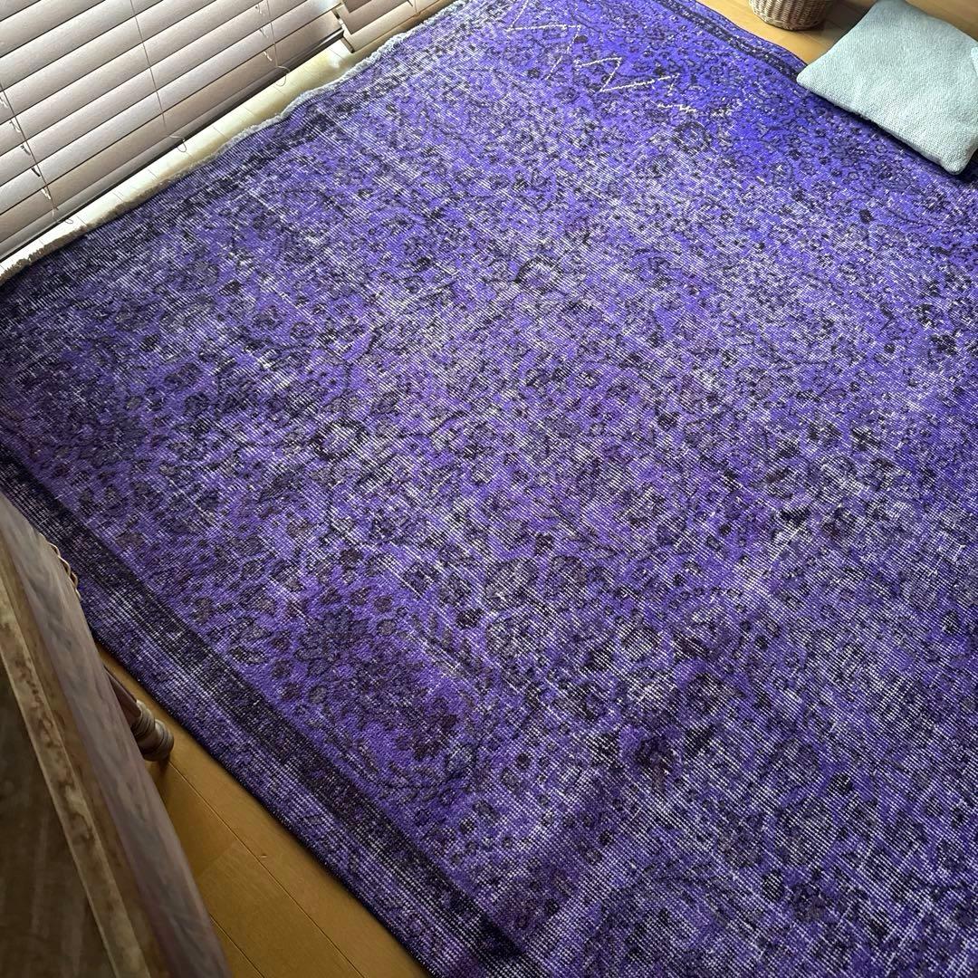 超大判167×253 パープルオーバーダイ　ボタニカル　トルコヴィンテージラグ