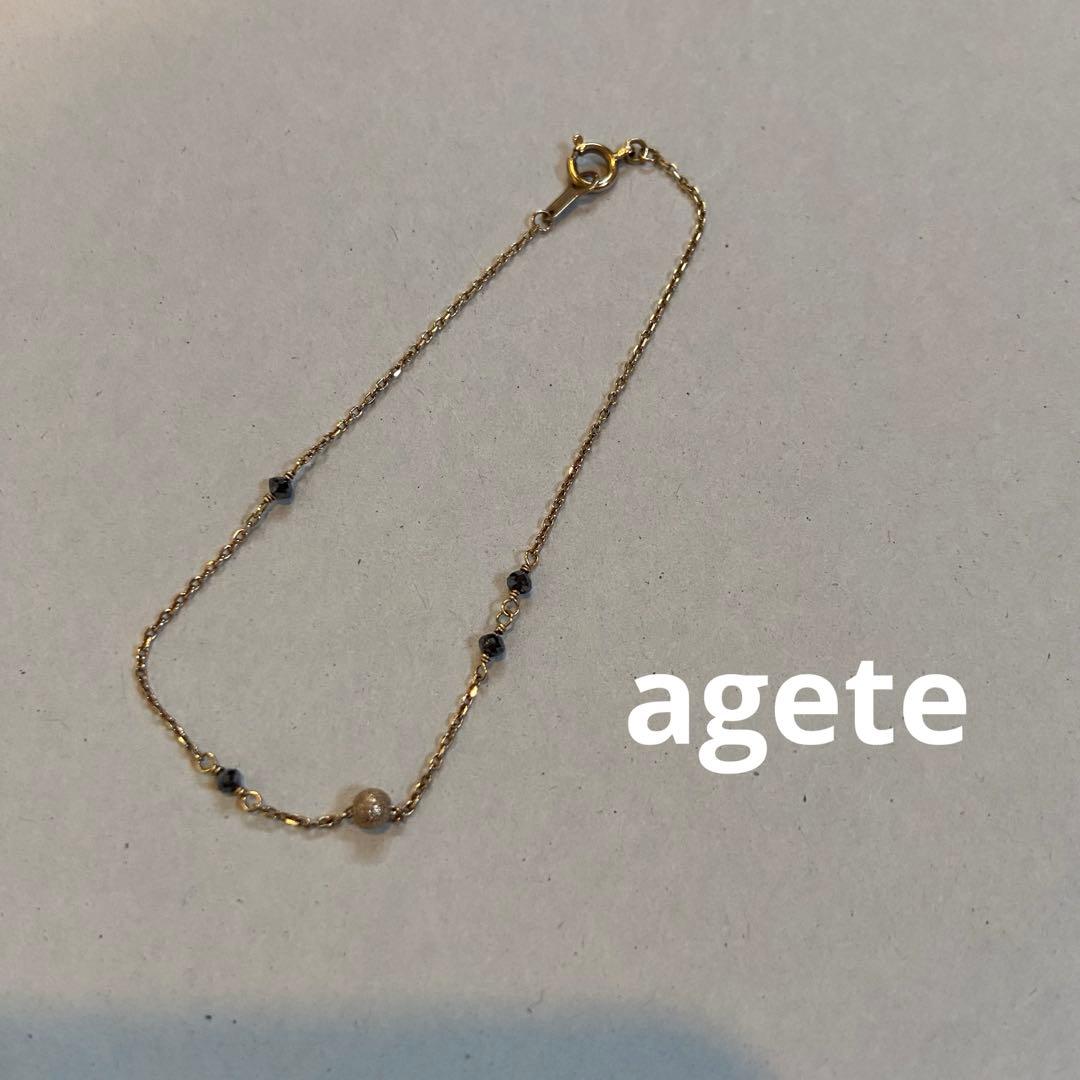 【アガット】ブラックダイヤ　ブレスレット　K10YG