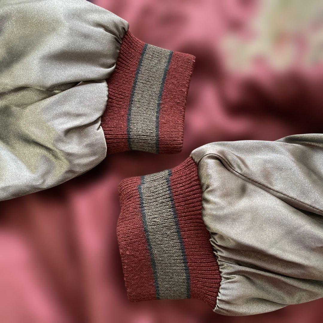 星姫 スカジャン 龍vs黒豹 ワインレッド キルティング 刺繍 3L