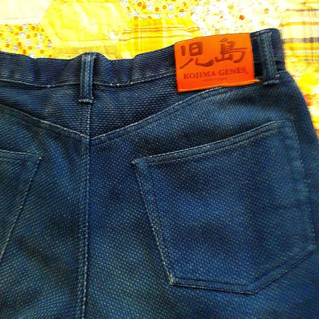 児島ジーンズ　刺し子　インディゴ5ポケットパンツ　38 美品　藍　鉄紺