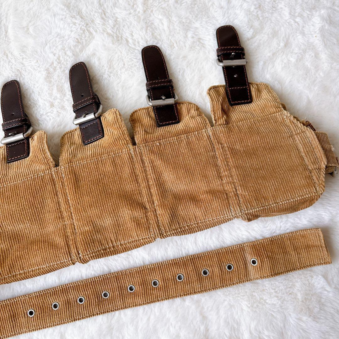 【希少】PURE バンダリアポーチ ウエストバッグ　コーデロイ　ベージュ