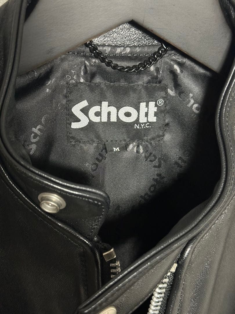 【美品】　Schott/ショット　シングルライダースレザージャケット ブラック