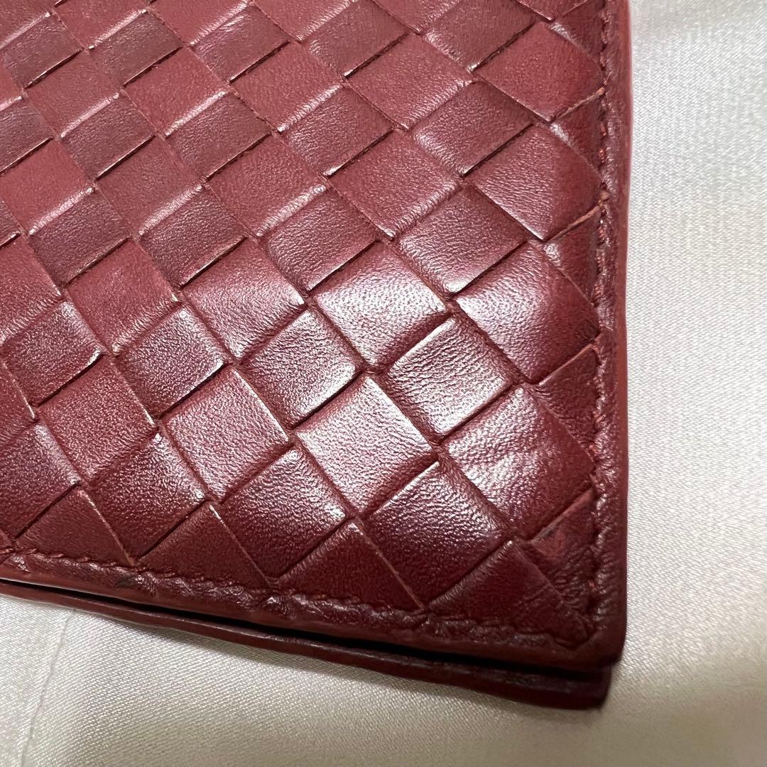 BOTTEGA VENETA イントレチャート マネークリップ財布 バーガンディ