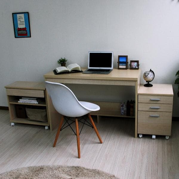 《新品・送料無料》110cm幅 システムデスク3点セット　オーク